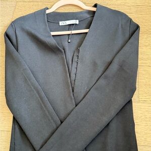 Zara Charcoal V-Neck Blouse